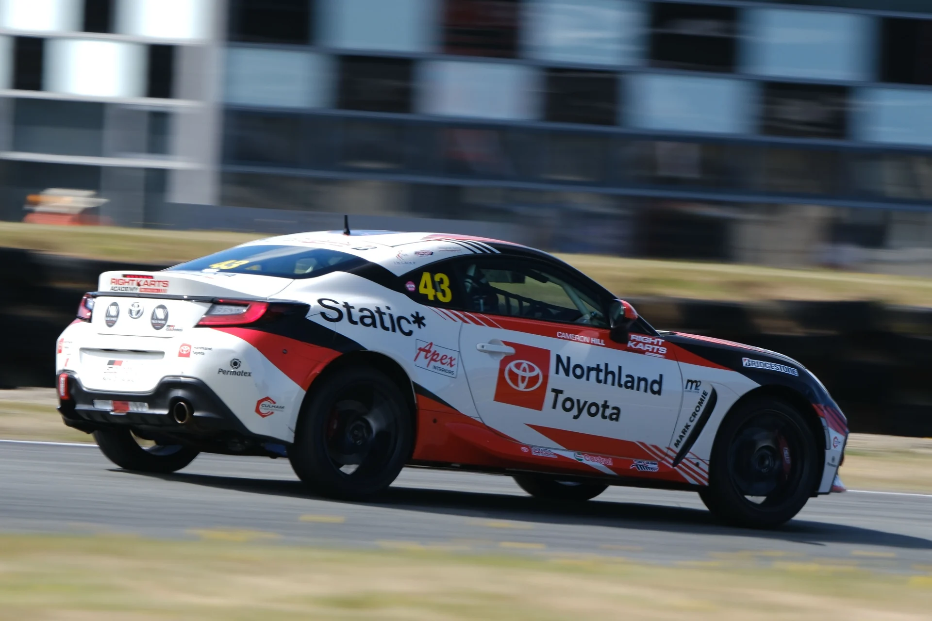 Number 43 GR86 at speed on track