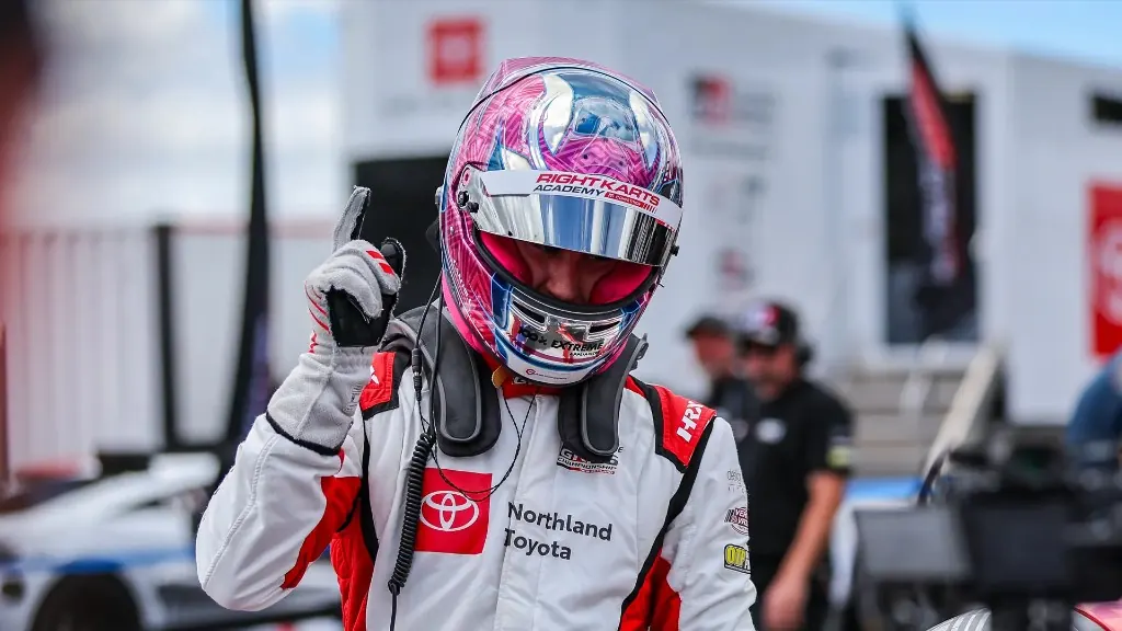 Cameron Hill in race suit
