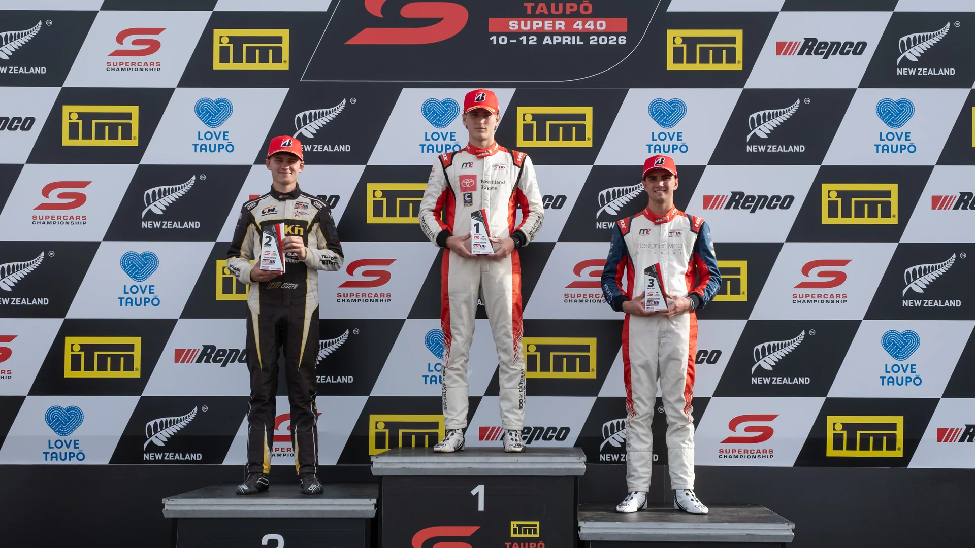 Cameron Hill on the podium at Taupo